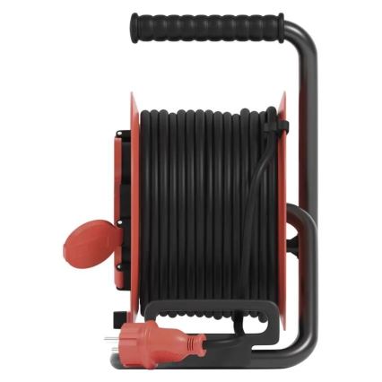 Extensión con carrete de cable con 4 enchufes 25m IP44 rojo