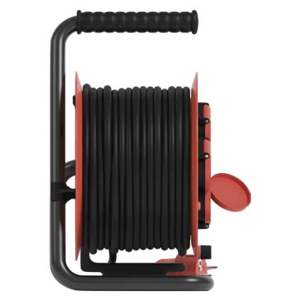 Extensión con carrete de cable con 4 enchufes 25m IP44 rojo