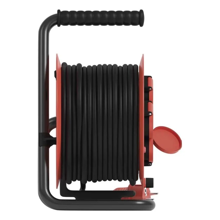 Extensión con carrete de cable con 4 enchufes 25m IP44 rojo