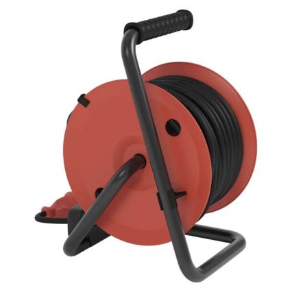 Extensión con carrete de cable con 4 enchufes 25m IP44 rojo