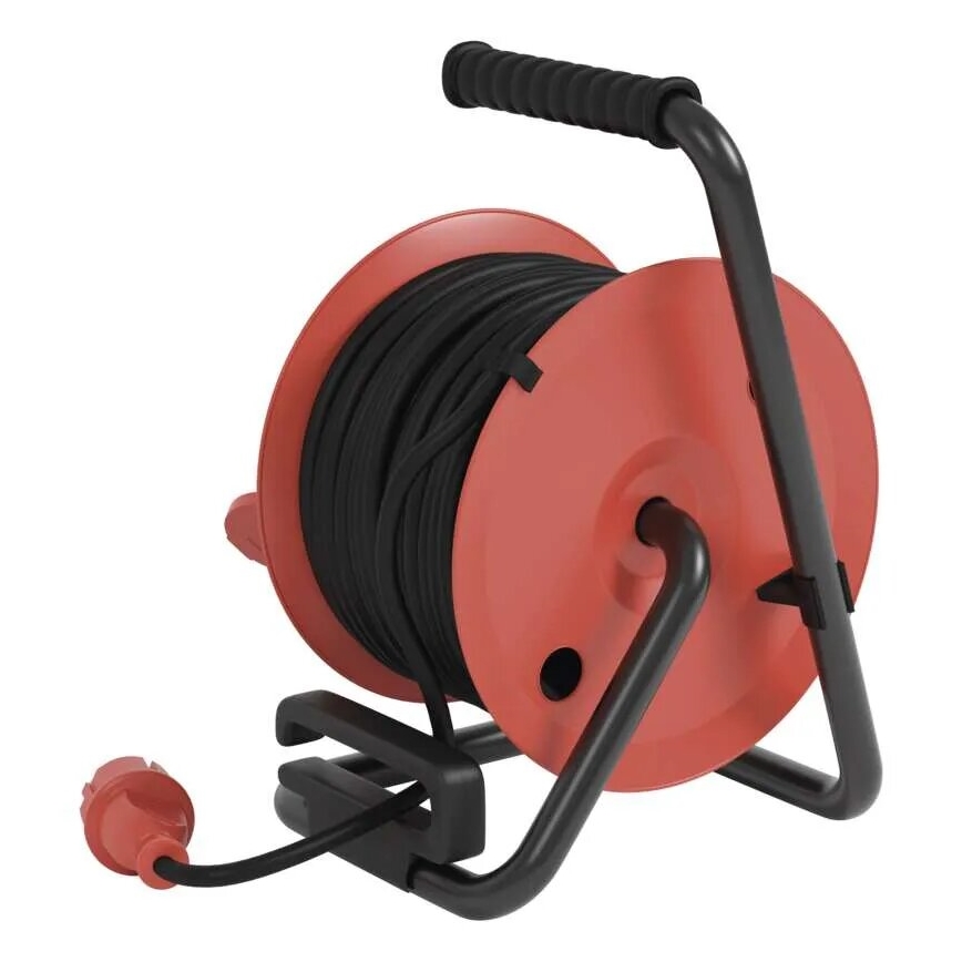 Extensión con carrete de cable con 4 enchufes 25m IP44 rojo