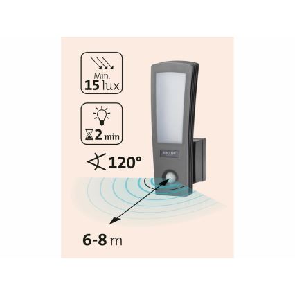 Extol - Aplique LED de exterior con sensor LED/15W/230V IP65