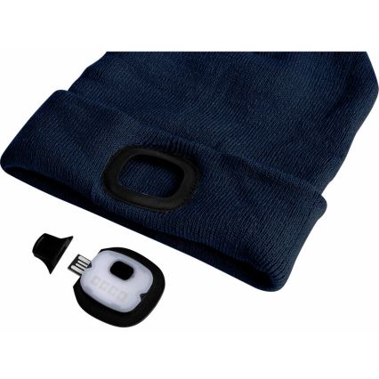 Extol - Gorra con linterna frontal y carga USB 250 mAh azul talla UNI