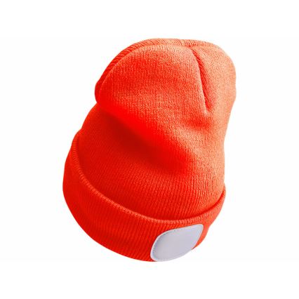 Extol - Gorra con linterna frontal y carga USB 250 mAh naranja neón talla UNI