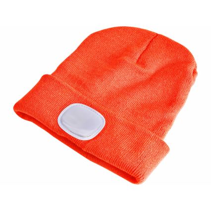 Extol - Gorra con linterna frontal y carga USB 250 mAh naranja neón talla UNI