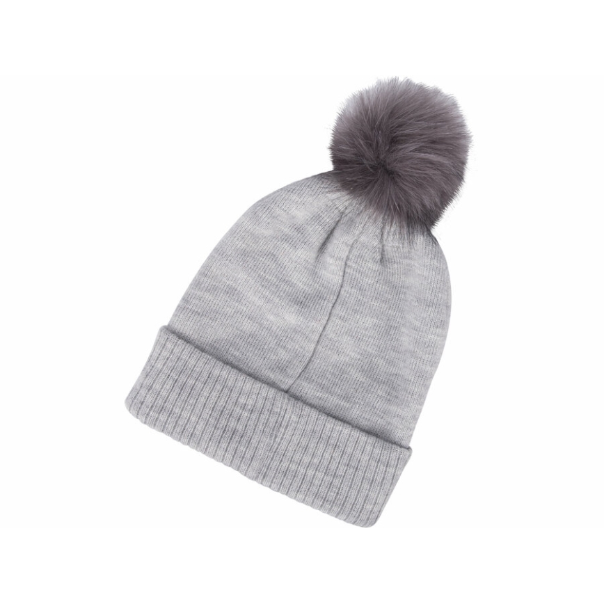 Extol - Gorra con linterna frontal y carga USB 300 mAh gris con pompón talla UNI