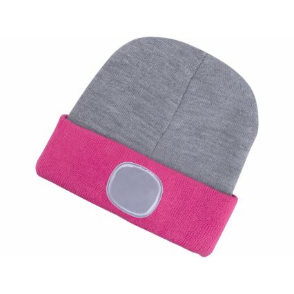 Extol - Gorra con linterna frontal y carga USB 300 mAh gris/rosa talla UNI