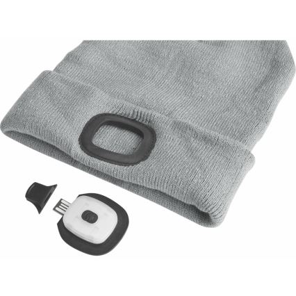 Extol - Gorra con linterna frontal y carga USB 300 mAh gris talla UNI