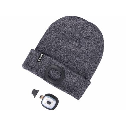 Extol - Gorra con linterna frontal y carga USB 300 mAh gris talla UNI