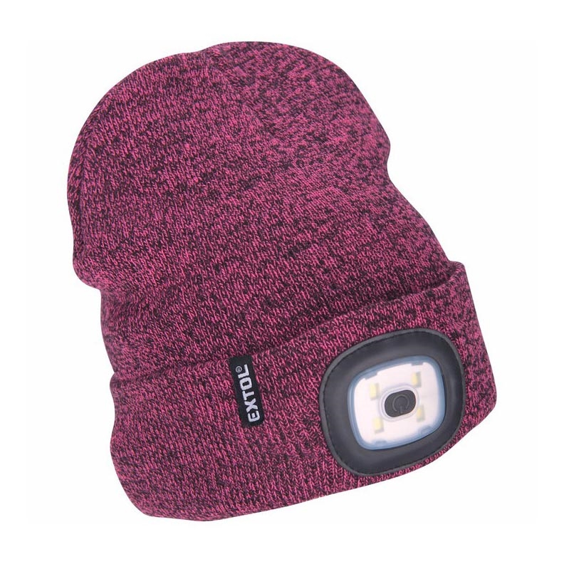 Extol - Gorra con linterna frontal y carga USB 300 mAh morado talla UNI