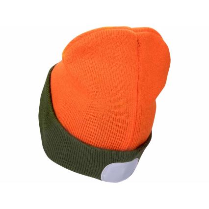 Extol - Gorra con linterna frontal y carga USB 300 mAh naranja/verde talla UNI