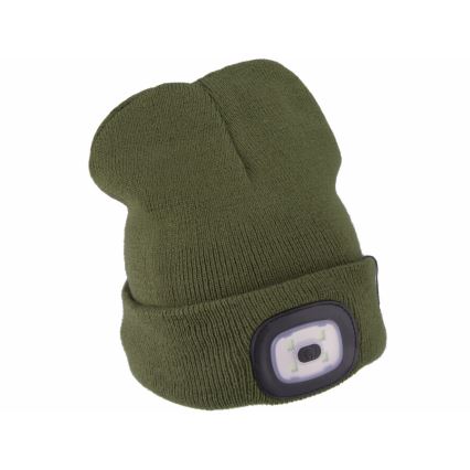 Extol - Gorra con linterna frontal y carga USB 300 mAh naranja/verde talla UNI