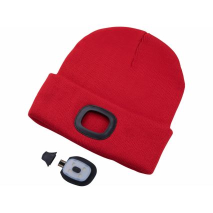 Extol - Gorra con linterna frontal y carga USB 300 mAh rojo talla UNI