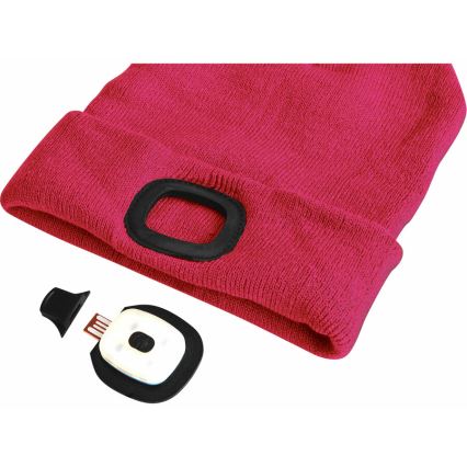 Extol - Gorra con linterna frontal y carga USB 300 mAh rosa talla UNI