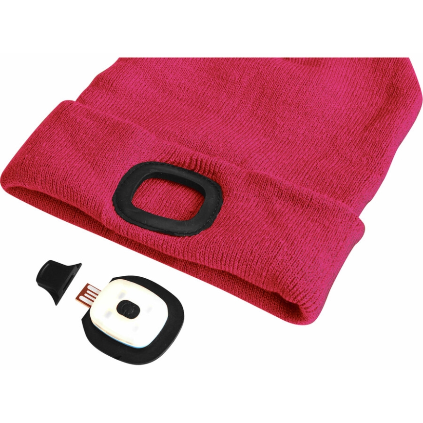 Extol - Gorra con linterna frontal y carga USB 300 mAh rosa talla UNI