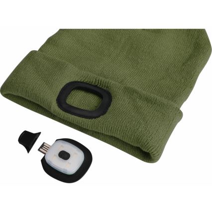 Extol - Gorra con linterna frontal y carga USB 300 mAh verde talla UNI