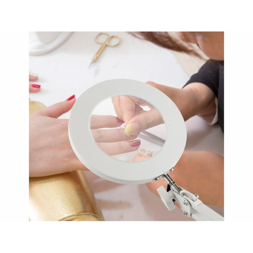 Extol - Lámpara de mesa LED regulable con una lupa LED/8W/5V 2900/4500/7500K blanco
