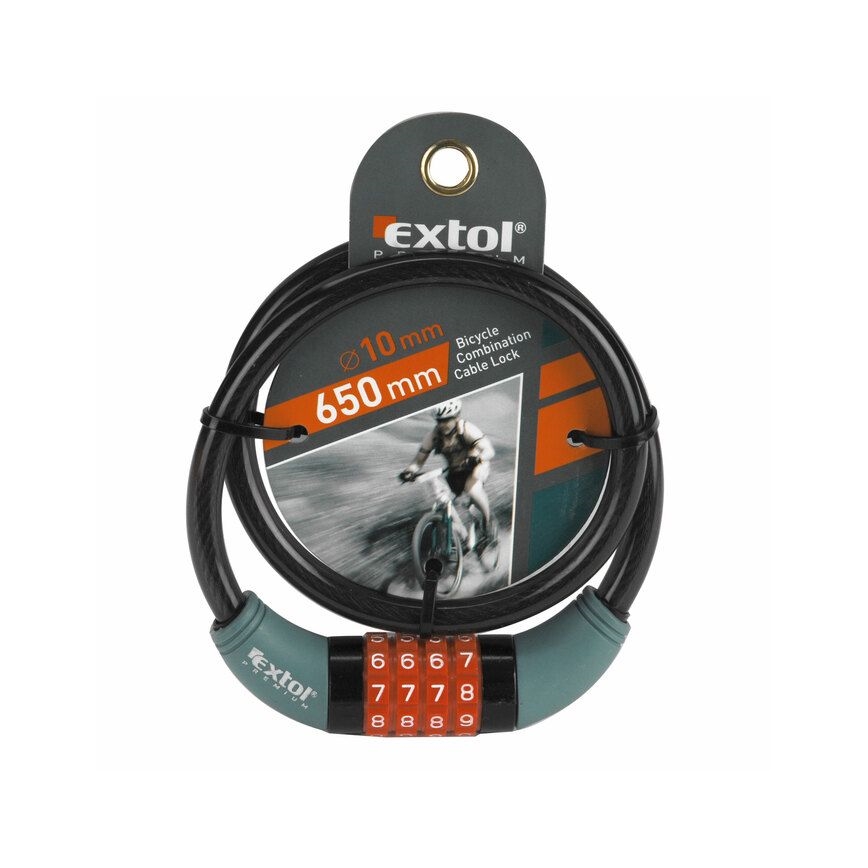 Extol Premium - Candado de rueda con cable de 10x650 mm y código de 4 dígitos