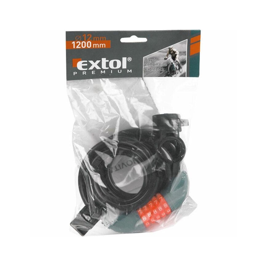 Extol Premium - Candado de rueda con cable de 12x1200 mm y código de 4 dígitos