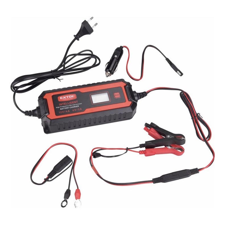 Extol Premium - Cargador de batería de coche 9 fases 6/12V 4A IP65