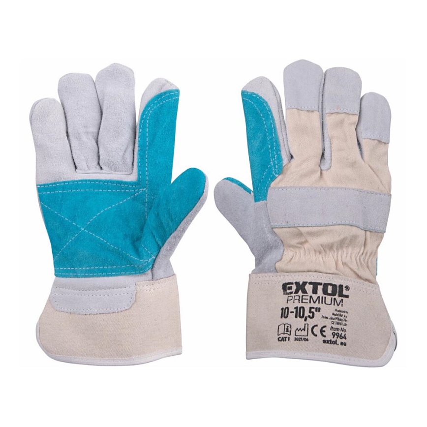 Extol Premium - Guantes de trabajo talla 10"-10,5" blanco/azul