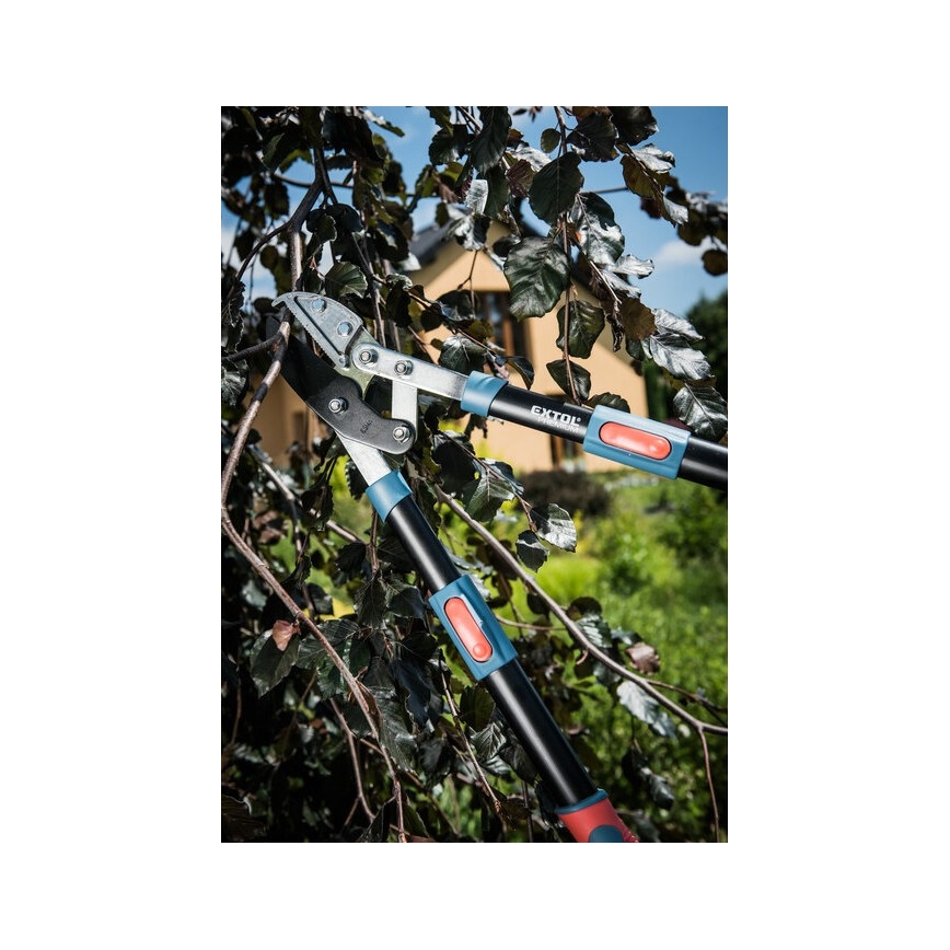 Extol Premium - Tijera de yunque de transmisión telescópica para ramas 670-940 mm