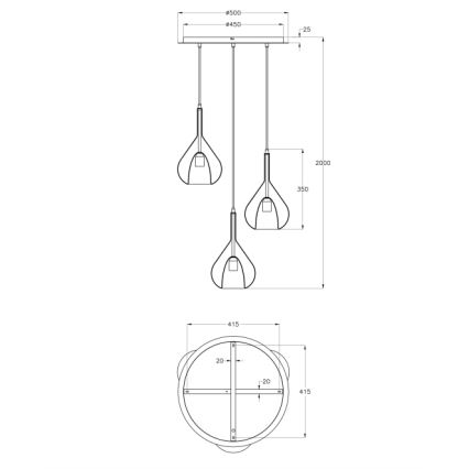 Fabas Luce 3481-47-297 - Lámpara de araña en ristra LILA 3xE27/40W/230V dorado/gris/transparente