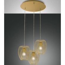 Fabas Luce 3677-47-225 - Lámpara colgante CAMP 3xE27/40W/230V dorado