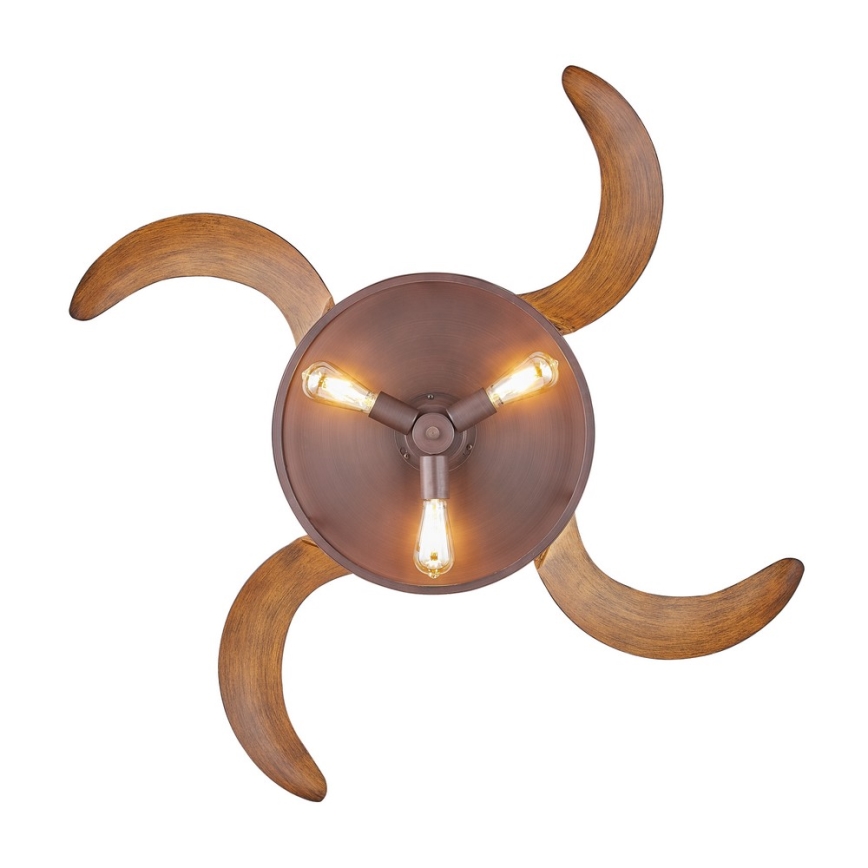 FANAWAY 212925 - Ventilador de techo LED CLASSIC 3xE27/4W/230V marrón + mando a distancia