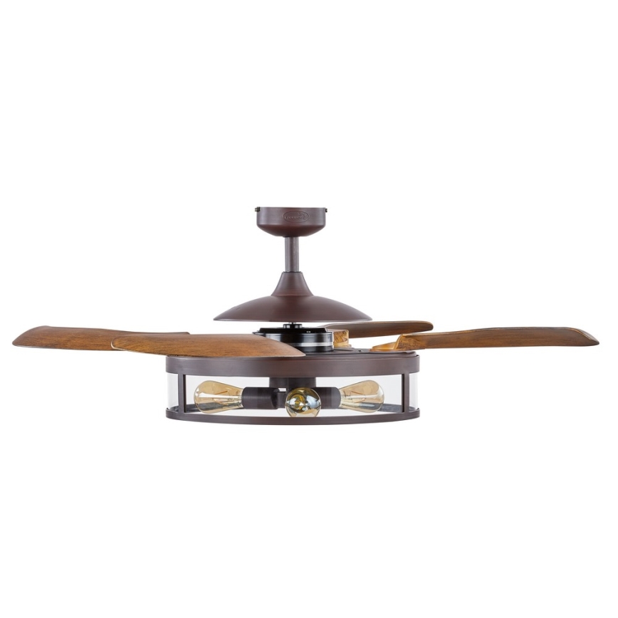 FANAWAY 212925 - Ventilador de techo LED CLASSIC 3xE27/4W/230V marrón + mando a distancia