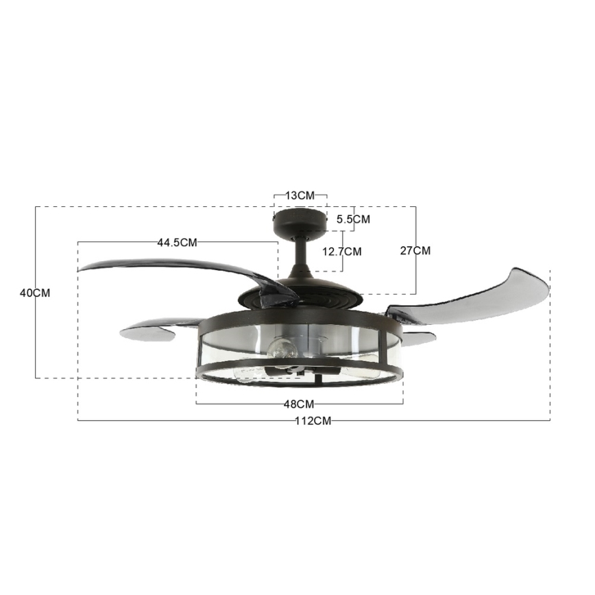 FANAWAY 212927 - Ventilador de techo LED CLASSIC 3xE27/4W/230V negro + control remoto