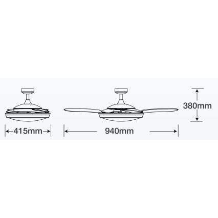 FANAWAY 212982 - Ventilador de techo EVORA 2xE27/20W/230V cromo brillante + control remoto