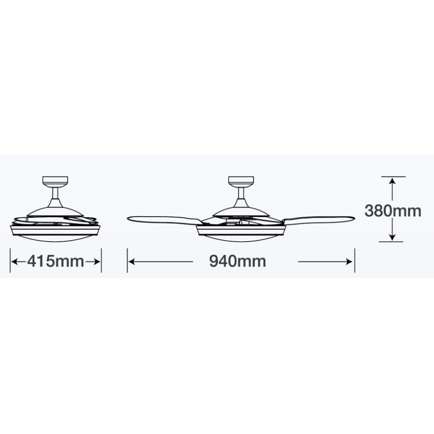 FANAWAY 212982 - Ventilador de techo EVORA 2xE27/20W/230V cromo brillante + control remoto