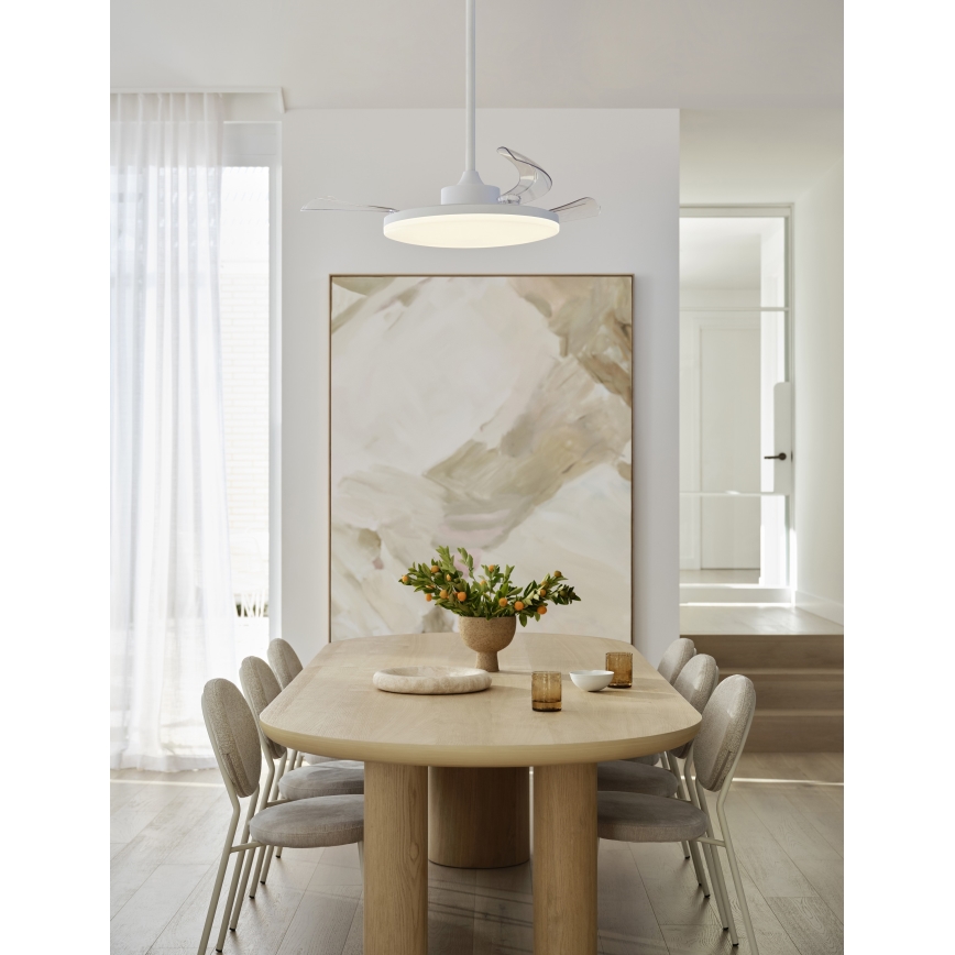 FANAWAY 21612949 - Ventilador de techo LED regulable STROLL LED/30W/230V 2700/3500/5000K diá. 106 cm blanco/transparente + control remoto