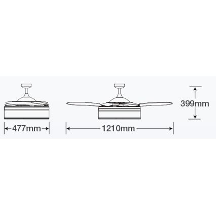 FANAWAY 511030 - Ventilador de techo LED FRASER 3xE27/20W/230V blanco + mando a distancia