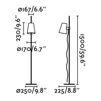 FARO 29998 - Lámpara de pie LUPE 1xE27/20W/230V cromo brillante