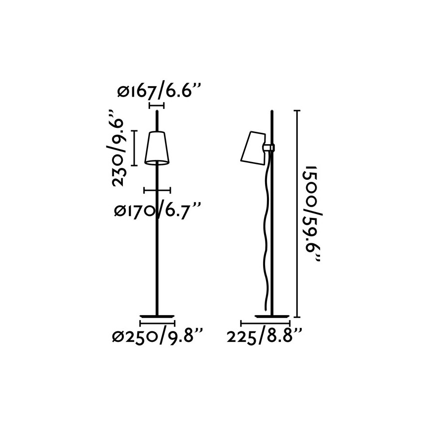 FARO 29998 - Lámpara de pie LUPE 1xE27/20W/230V cromo brillante
