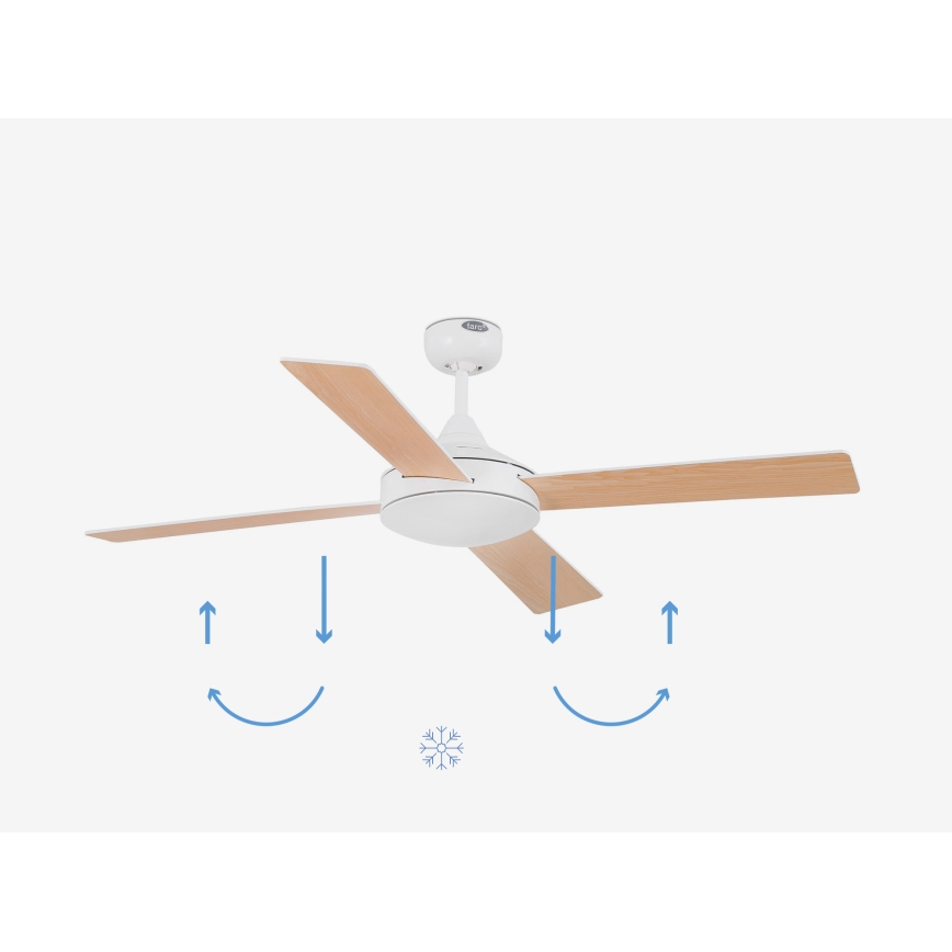 FARO 33350DC - Ventilador de techo MALLORCA L blanco/marrón Ø 132 cm + mando a distancia