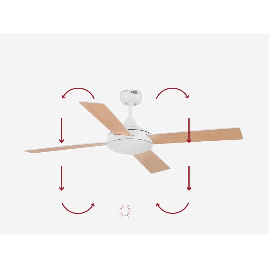 FARO 33350DC - Ventilador de techo MALLORCA L blanco/marrón Ø 132 cm + mando a distancia