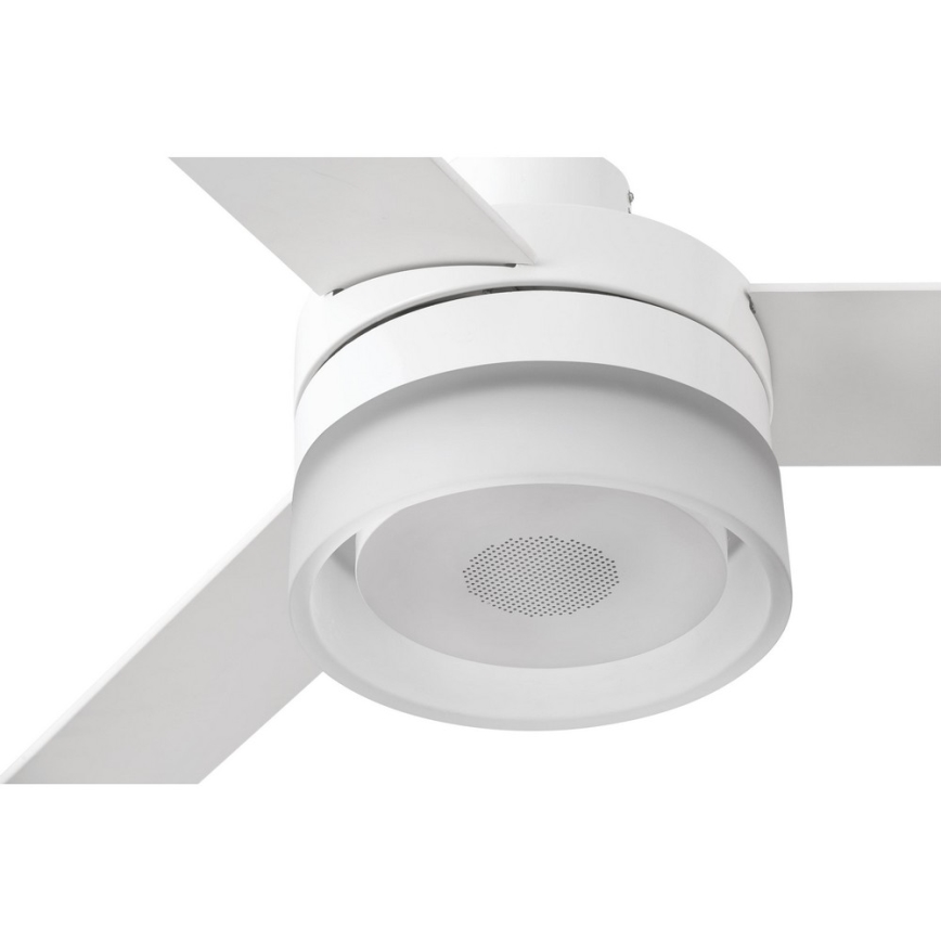 FARO 33460 - Ventilador de techo LED con un altavoz ICE LED/15W/230V blanco/marrón + control remoto