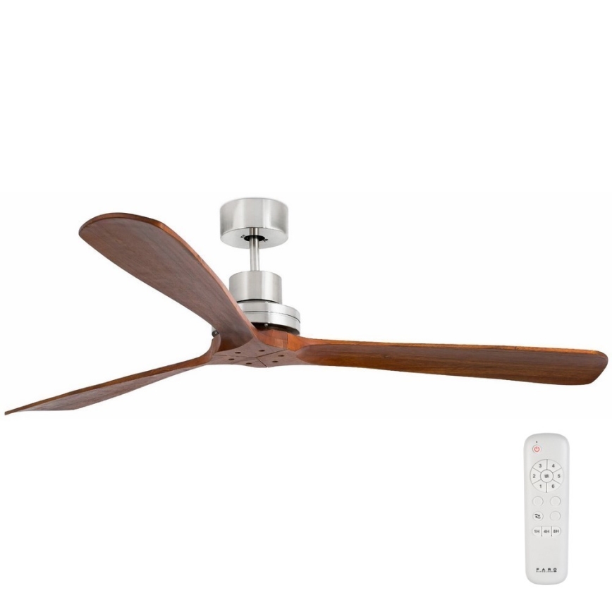FARO 33464DC - Ventilador de techo LANTAU XL marrón/cromo d.168 cm + control remoto