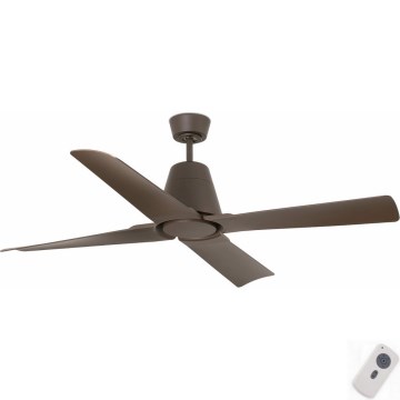 FARO 33490 - Ventilador de techo TYPHOON IP44 marrón + mando a distancia