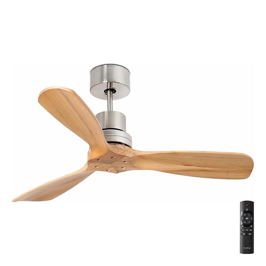 FARO 33509DC - Ventilador de techo MINI LANTAU cromo mate/madera diá. 107 cm + control remoto