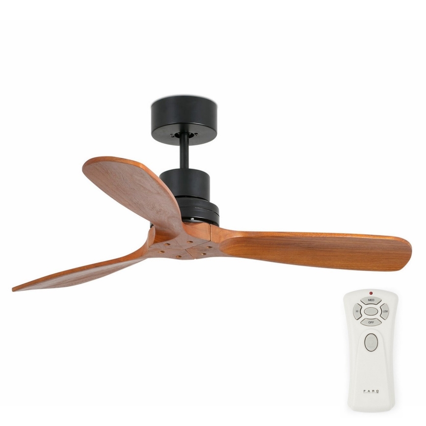 FARO 33517DC - Ventilador de techo MINI LANTAU madera/negro + mando a distancia