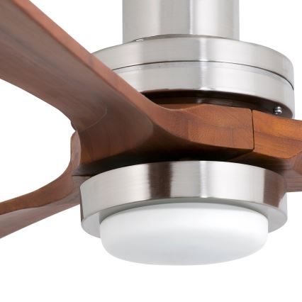 FARO 33518DC - Ventilador de techo LED LANTAU LED/15W/230V cromo mate/madera + control remoto