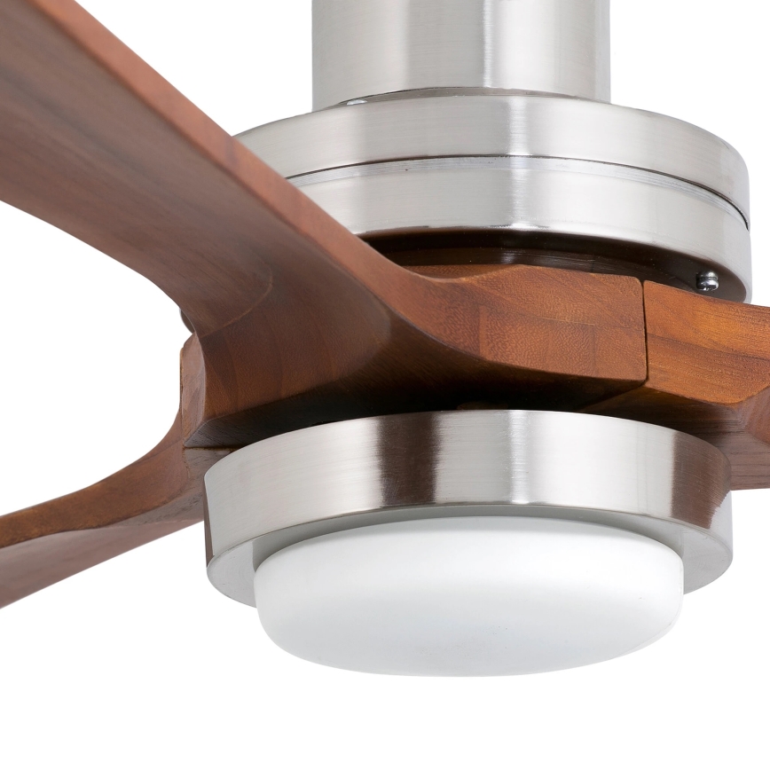 FARO 33518DC - Ventilador de techo LED LANTAU LED/15W/230V cromo mate/madera + control remoto