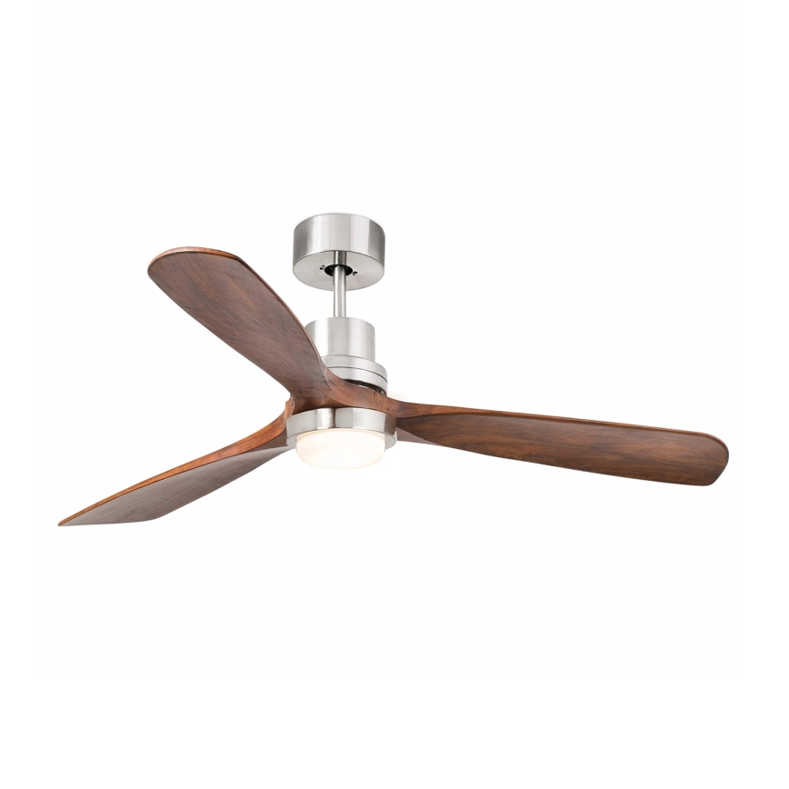FARO 33518DC - Ventilador de techo LED LANTAU LED/15W/230V cromo mate/madera + control remoto
