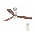 FARO 33518DC - Ventilador de techo LED LANTAU LED/15W/230V cromo mate/madera + control remoto