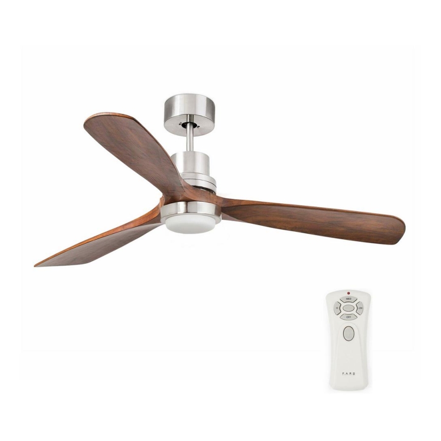FARO 33518DC - Ventilador de techo LED LANTAU LED/15W/230V cromo mate/madera + control remoto