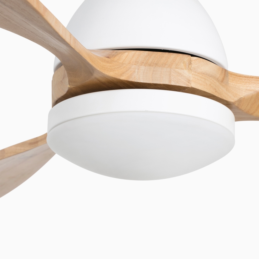 FARO 33524WP - Ventilador de techo LED POROS L LED/19W/230V madera/blanco d. 132 cm SMART + control remoto